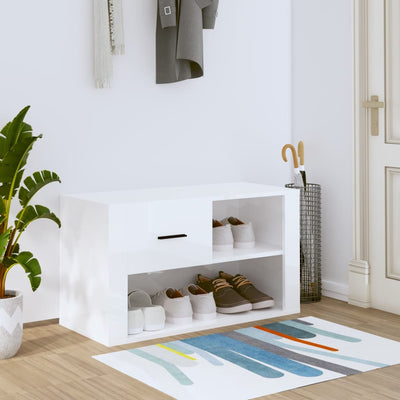 Armoire à chaussures vidaxl 80x35x45 cm en bois de bois haute brillant blanc