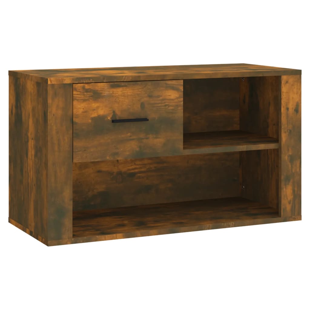 Armoire à chaussures Vidaxl 80x35x45 cm en bois de bois de chêne fumé coloré