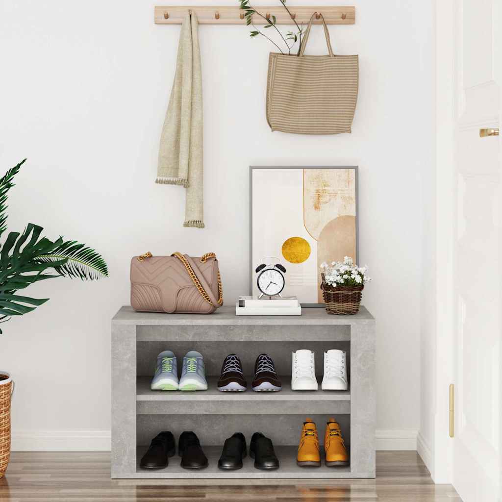 Armoire à chaussures Vidaxl 75x35x45 cm Betongrij en bois transformé