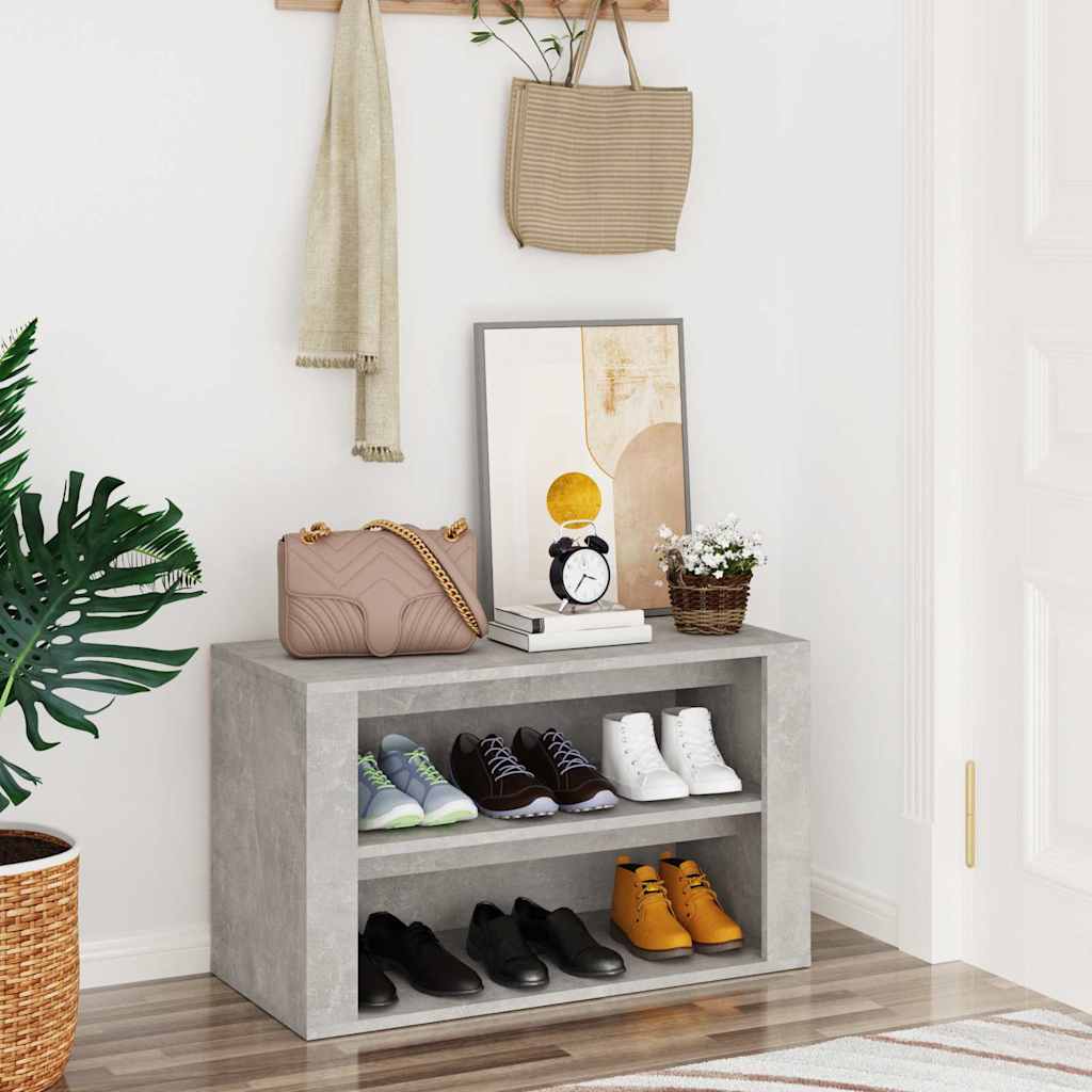 Armoire à chaussures Vidaxl 75x35x45 cm Betongrij en bois transformé