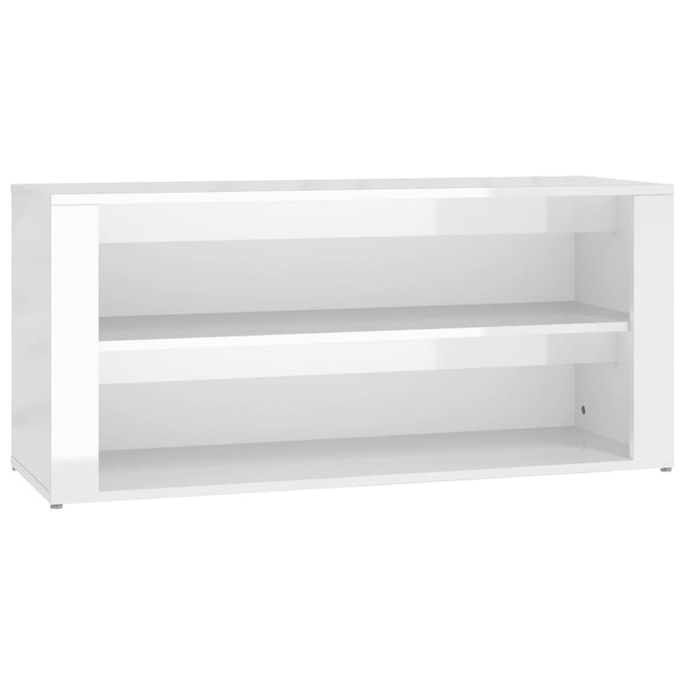 Rack de chaussures Vidaxl 100x35x45 cm Bois de bois de haut brillant blanc