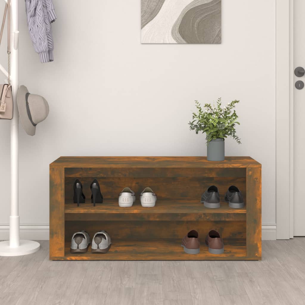 Rack de chaussures Vidaxl 100x35x45 cm en bois de bois fumé en bois coloré