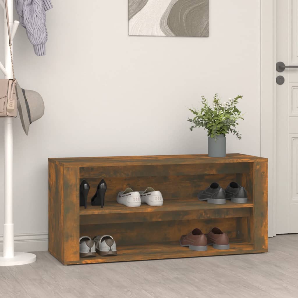 Rack de chaussures Vidaxl 100x35x45 cm en bois de bois fumé en bois coloré