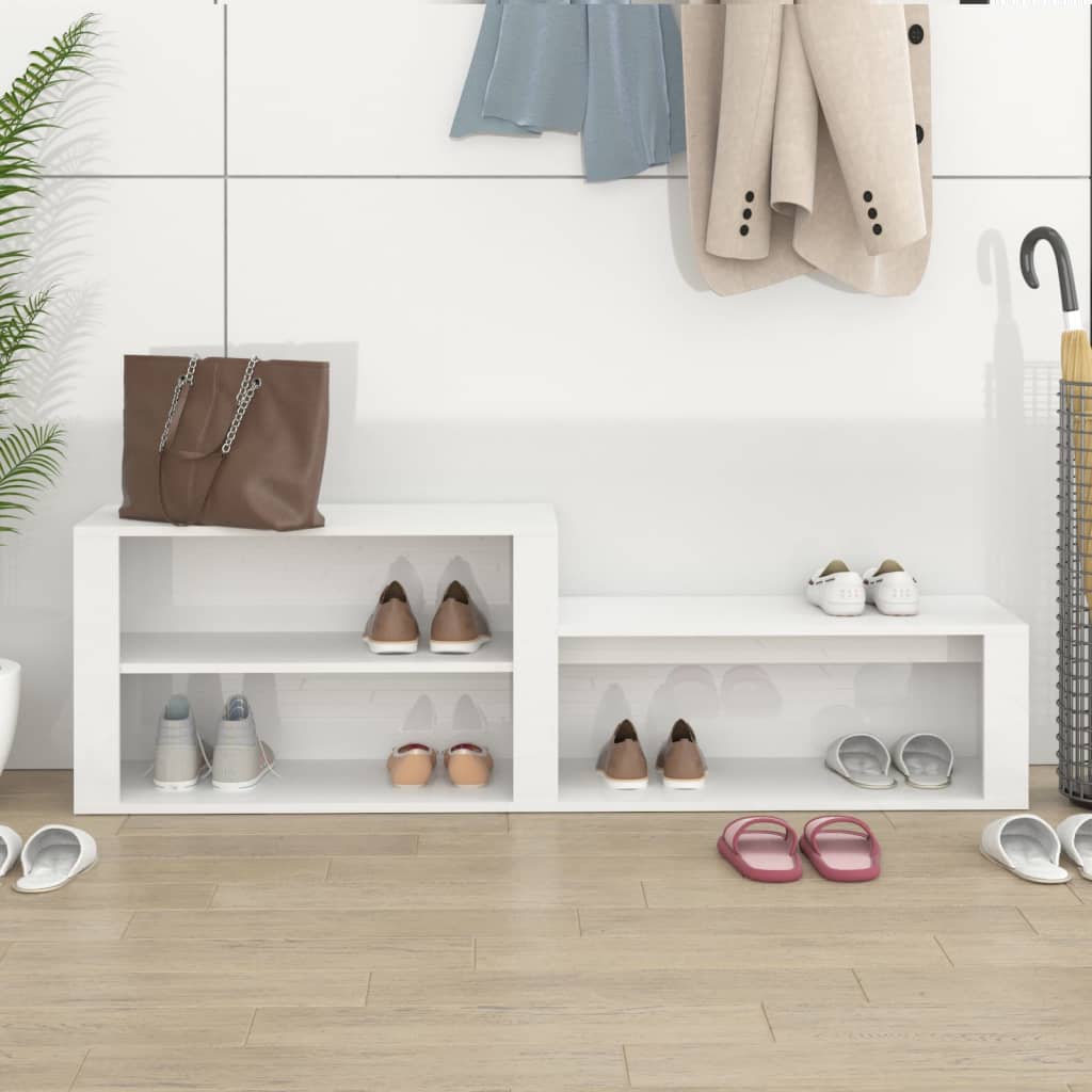 Armoire à chaussures Vidaxl 150x35x45 cm en bois de bois haute brillant blanc