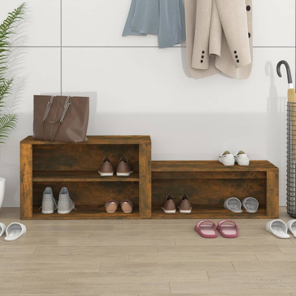 Armoire à chaussures Vidaxl 150x35x45 cm en bois de bois de chêne fumé coloré