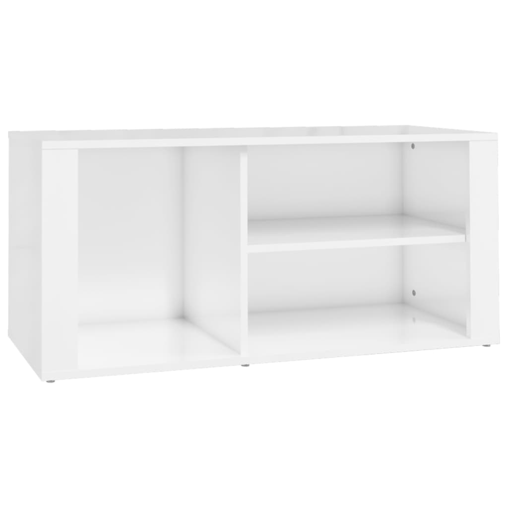 Armoire à chaussures Vidaxl 100x35x45 cm en bois de bois haute brillant blanc