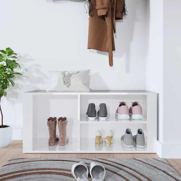 Armoire à chaussures Vidaxl 100x35x45 cm en bois de bois haute brillant blanc