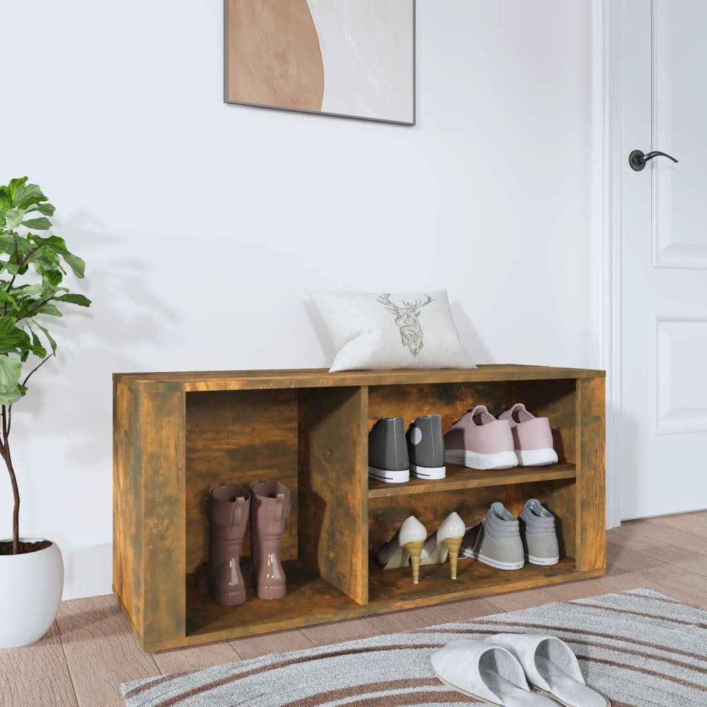 Armoire à chaussures Vidaxl 100x35x45 cm en bois de bois de chêne fumé coloré