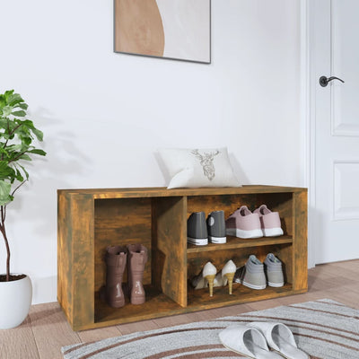 Armoire à chaussures Vidaxl 100x35x45 cm en bois de bois de chêne fumé coloré