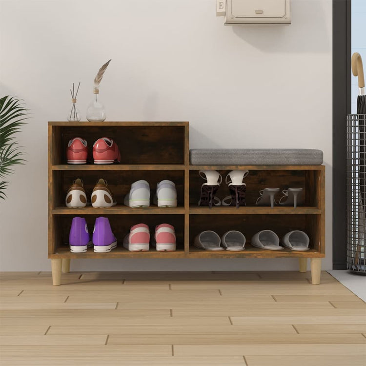 Armoire à chaussures Vidaxl 102x36x60 cm en bois de bois de bois fumé coloré