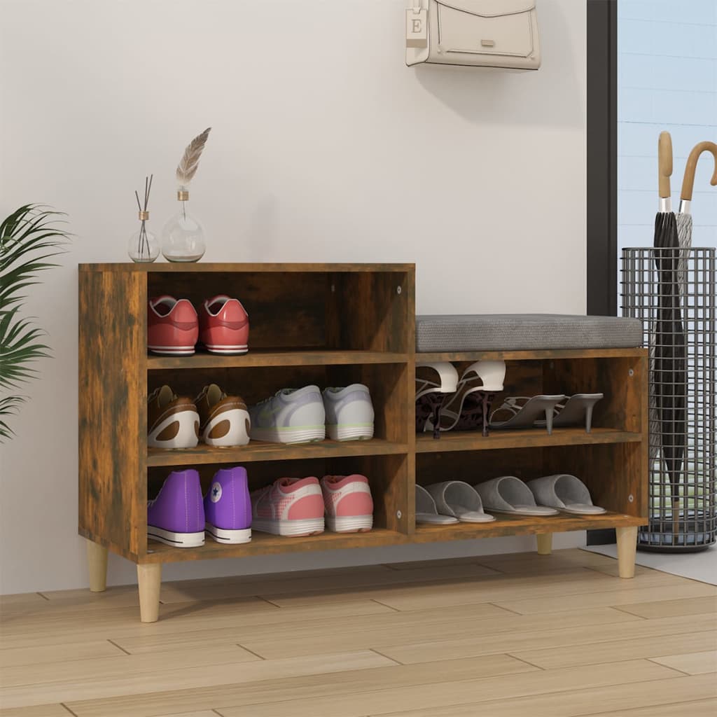 Armoire à chaussures Vidaxl 102x36x60 cm en bois de bois de bois fumé coloré
