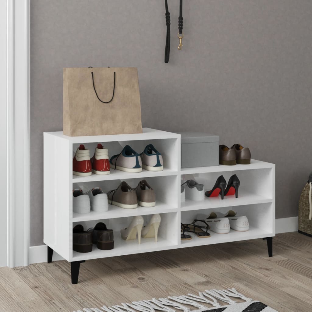 Armoire à chaussures Vidaxl 102x36x60 cm en bois de bois haut blanc