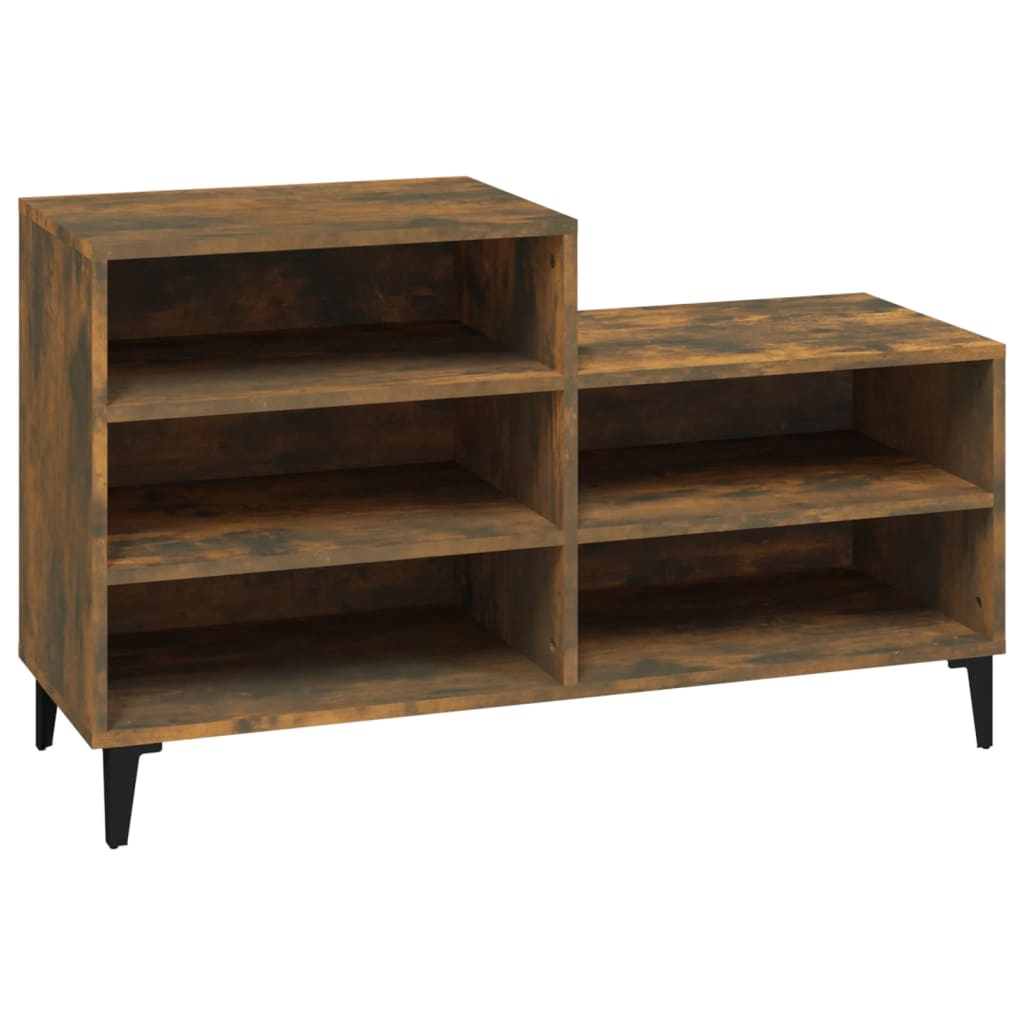 Armoire à chaussures Vidaxl 102x36x60 cm en bois de bois de bois fumé coloré