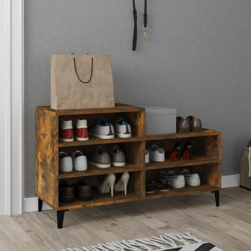 Armoire à chaussures Vidaxl 102x36x60 cm en bois de bois de bois fumé coloré