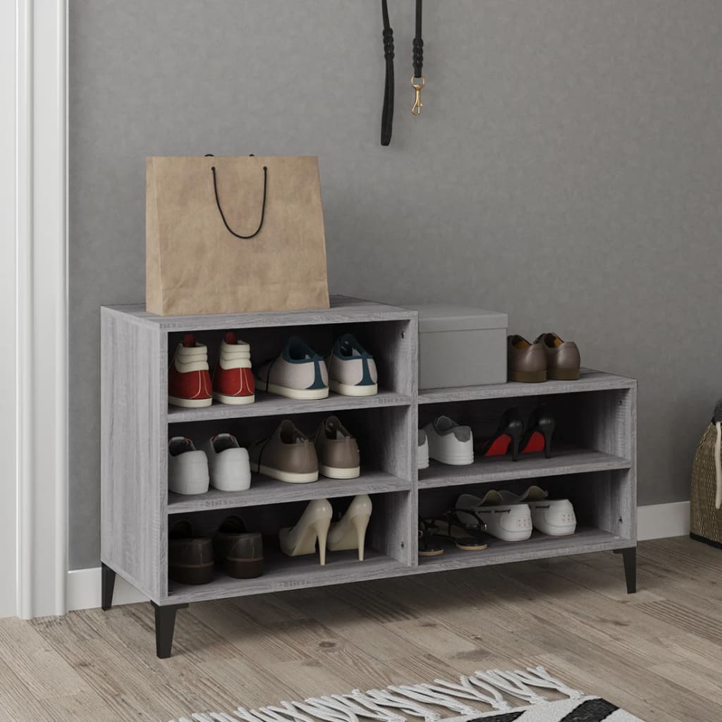 Armoire à chaussures Vidaxl 102x36x60 cm en bois de bois de sonoma gris
