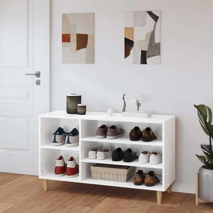 Armoire à chaussures Vidaxl 102x36x60 cm en bois de bois haut blanc