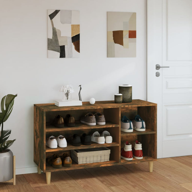Armoire à chaussures Vidaxl 102x36x60 cm en bois de bois de bois fumé coloré