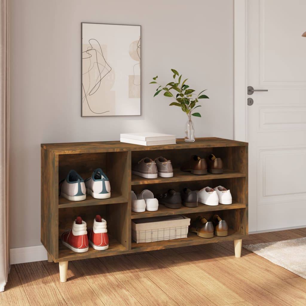Armoire à chaussures Vidaxl 102x36x60 cm en bois de bois de bois fumé coloré