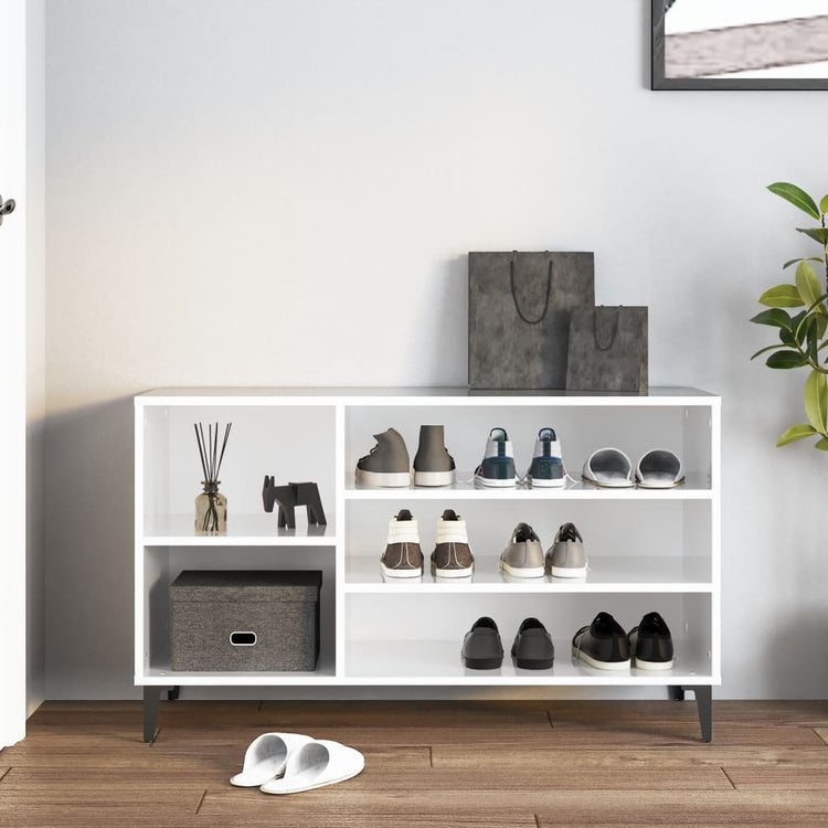 Armoire à chaussures Vidaxl 102x36x60 cm en bois de bois haut blanc