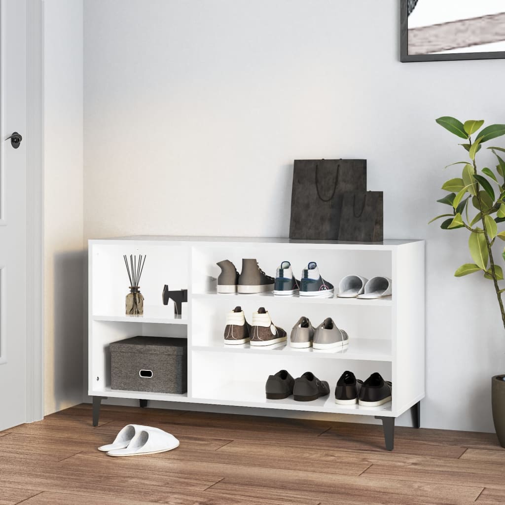 Armoire à chaussures Vidaxl 102x36x60 cm en bois de bois haut blanc