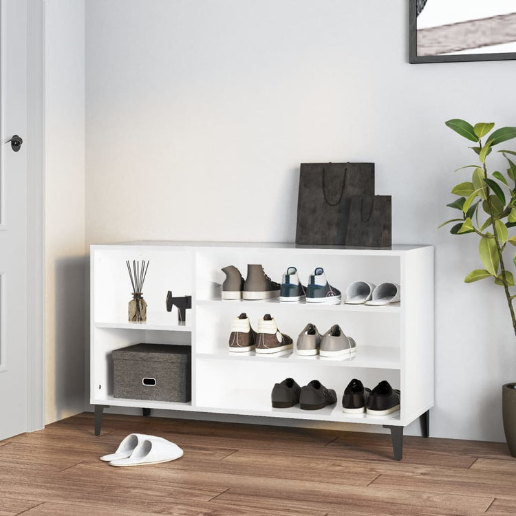 Armoire à chaussures Vidaxl 102x36x60 cm en bois de bois haut blanc