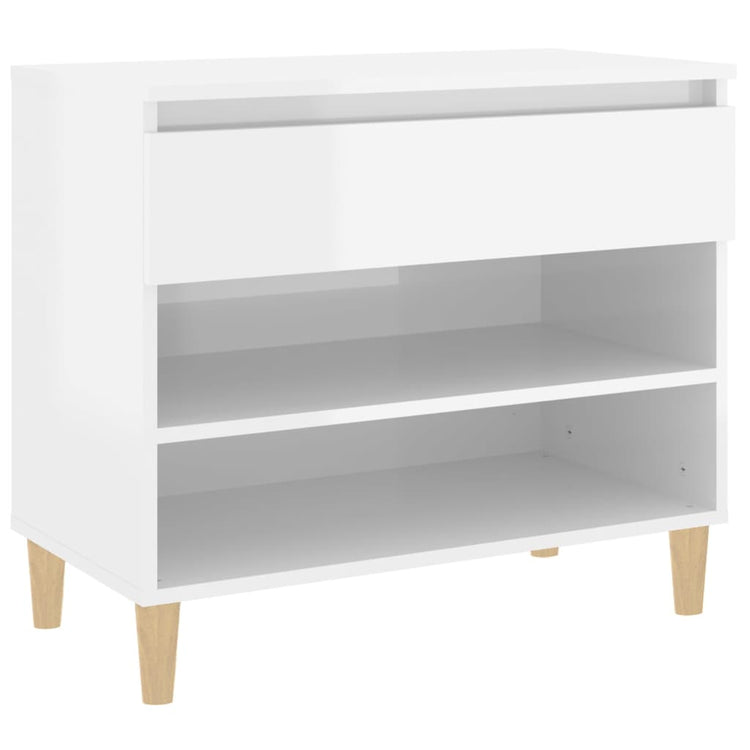 Armoire à chaussures Vidaxl 70x36x60 cm en bois de bois haute brillant blanc