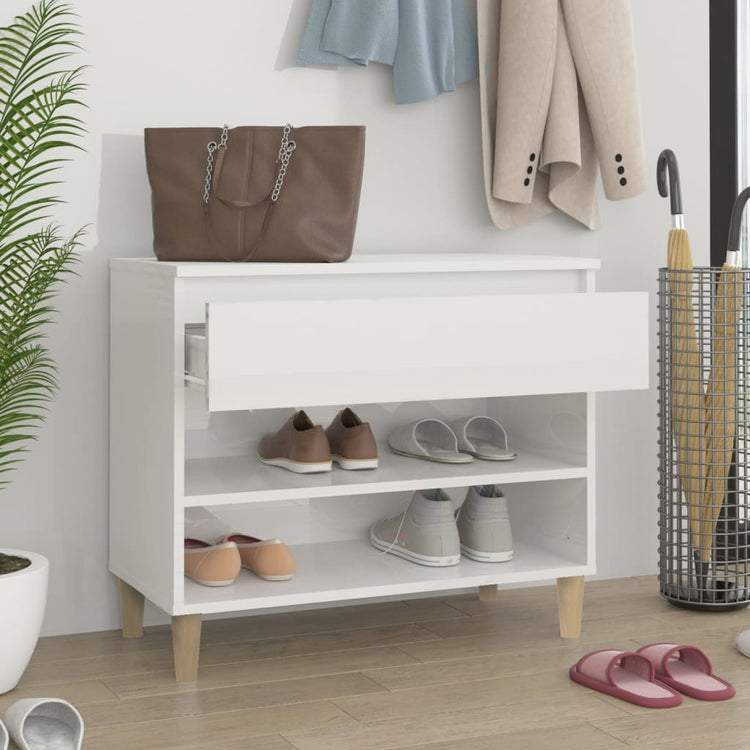 Armoire à chaussures Vidaxl 70x36x60 cm en bois de bois haute brillant blanc