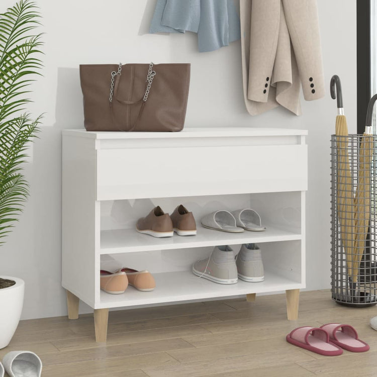 Armoire à chaussures Vidaxl 70x36x60 cm en bois de bois haute brillant blanc
