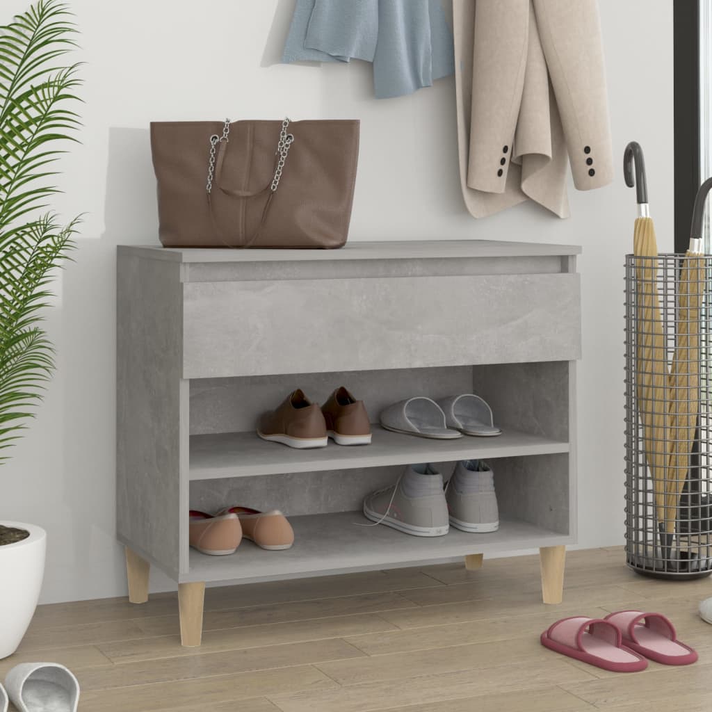 Armoire à chaussures Vidaxl 70x36x60 cm Betongrij en bois transformé