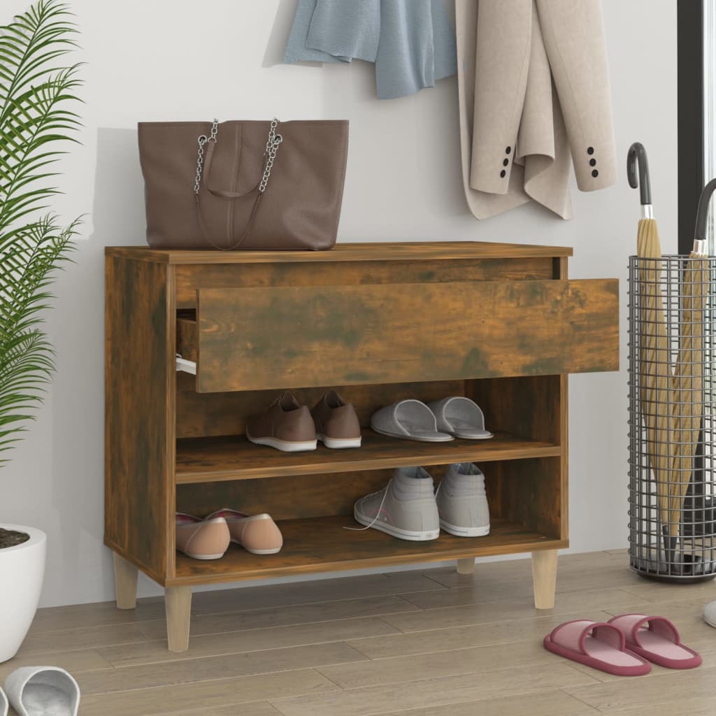 Armoire à chaussures Vidaxl 70x36x60 cm en bois de bois de bois fumé coloré