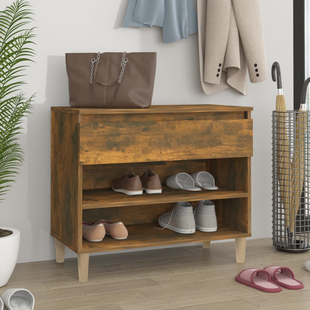 Armoire à chaussures Vidaxl 70x36x60 cm en bois de bois de bois fumé coloré