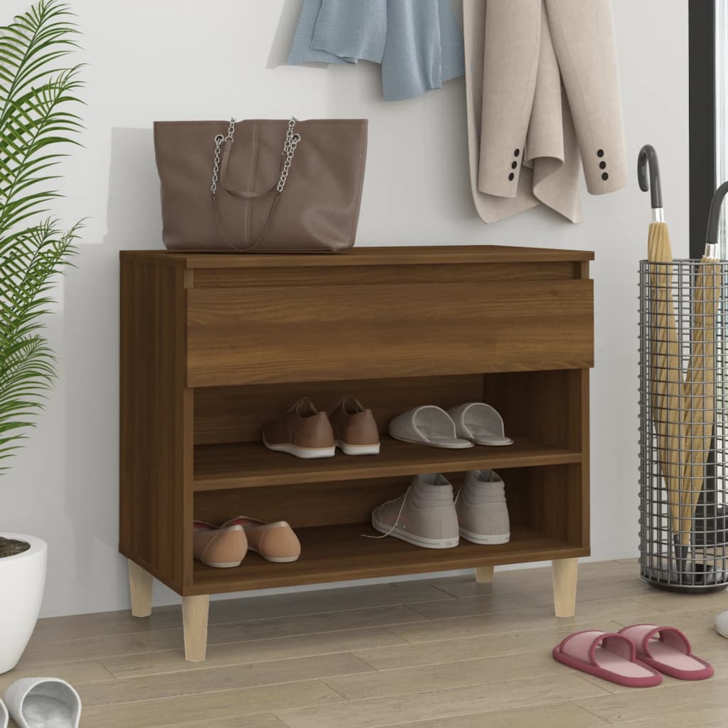 Armoire à chaussures Vidaxl 70x36x60 cm Couleur de chêne marron en bois transformé