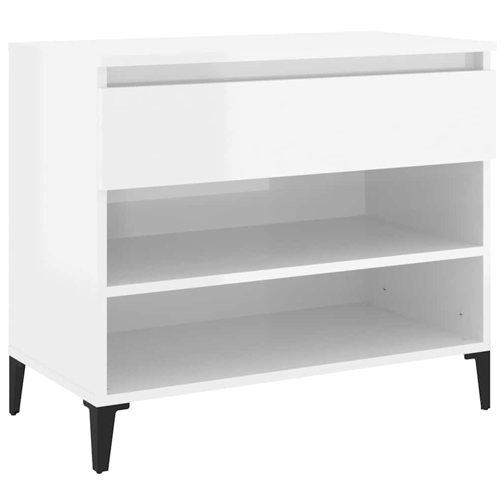 Armoire à chaussures Vidaxl 70x36x60 cm en bois de bois haute brillant blanc