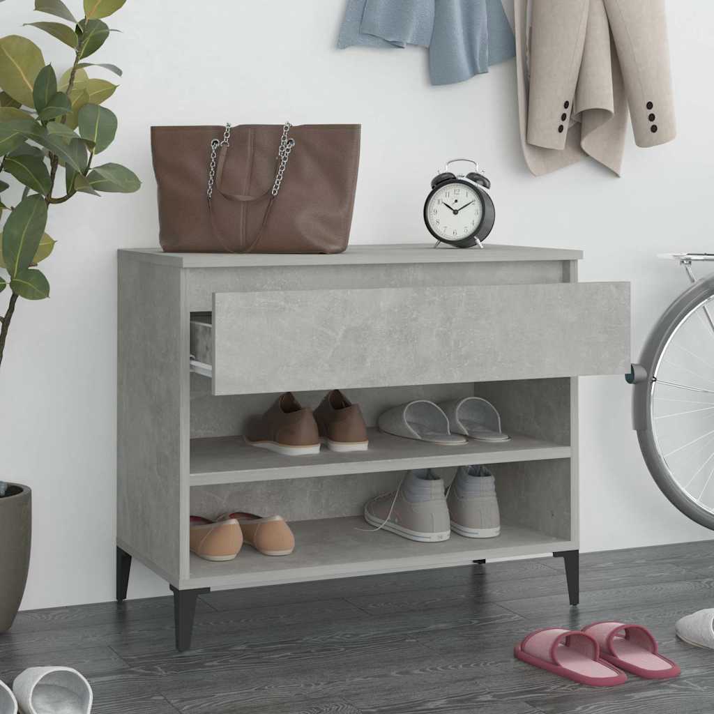 Armoire à chaussures Vidaxl 70x36x60 cm Betongrij en bois transformé