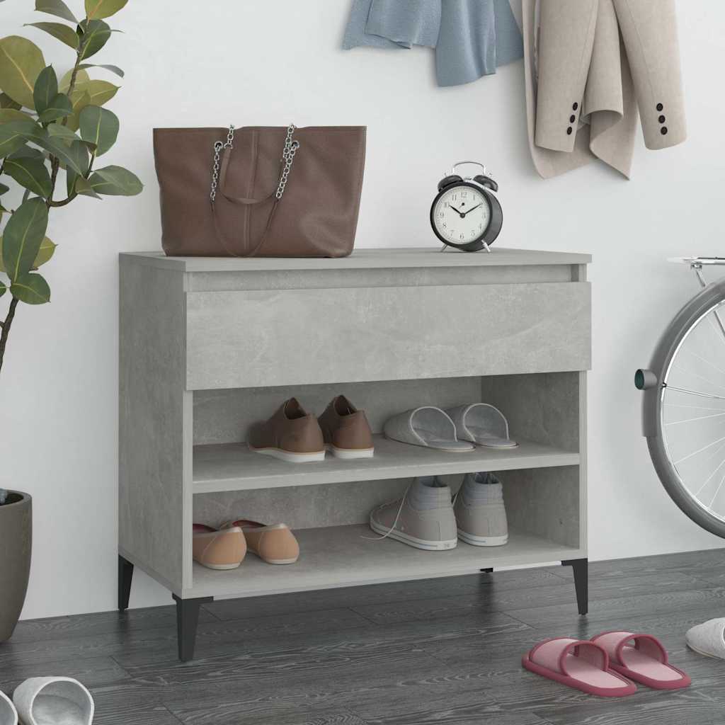 Armoire à chaussures Vidaxl 70x36x60 cm Betongrij en bois transformé
