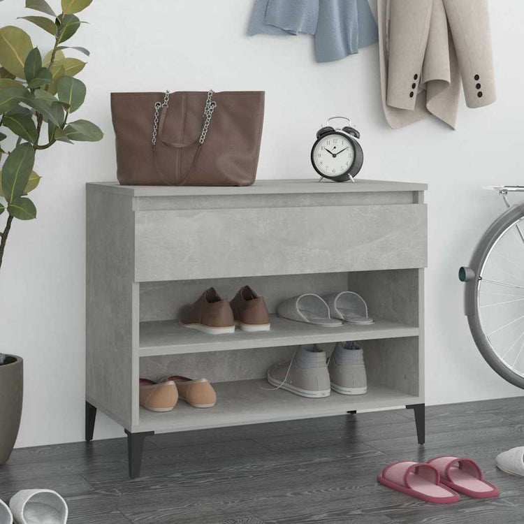 Armoire à chaussures Vidaxl 70x36x60 cm Betongrij en bois transformé