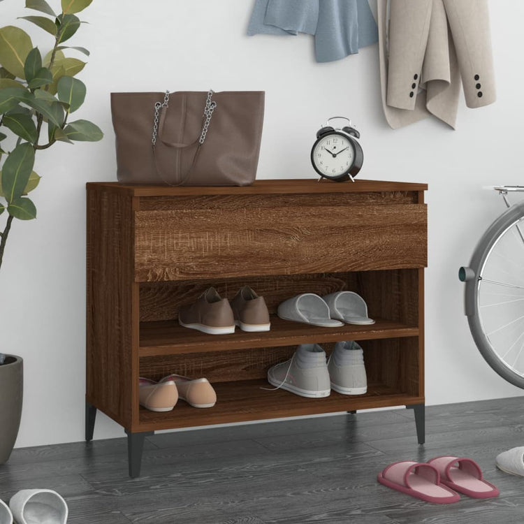 Armoire à chaussures Vidaxl 70x36x60 cm Couleur de chêne marron en bois transformé