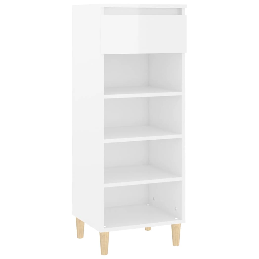 Armoire à chaussures vidaxl 40x36x105 cm bois transformé haut brillant blanc