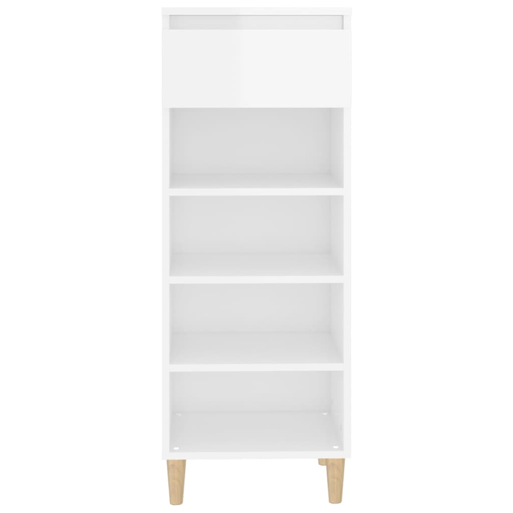 Armoire à chaussures vidaxl 40x36x105 cm bois transformé haut brillant blanc