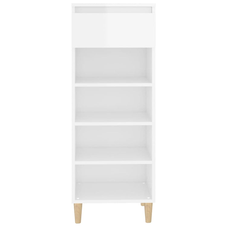 Armoire à chaussures vidaxl 40x36x105 cm bois transformé haut brillant blanc