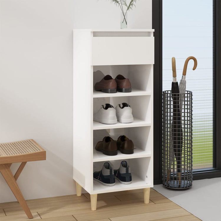 Armoire à chaussures vidaxl 40x36x105 cm bois transformé haut brillant blanc