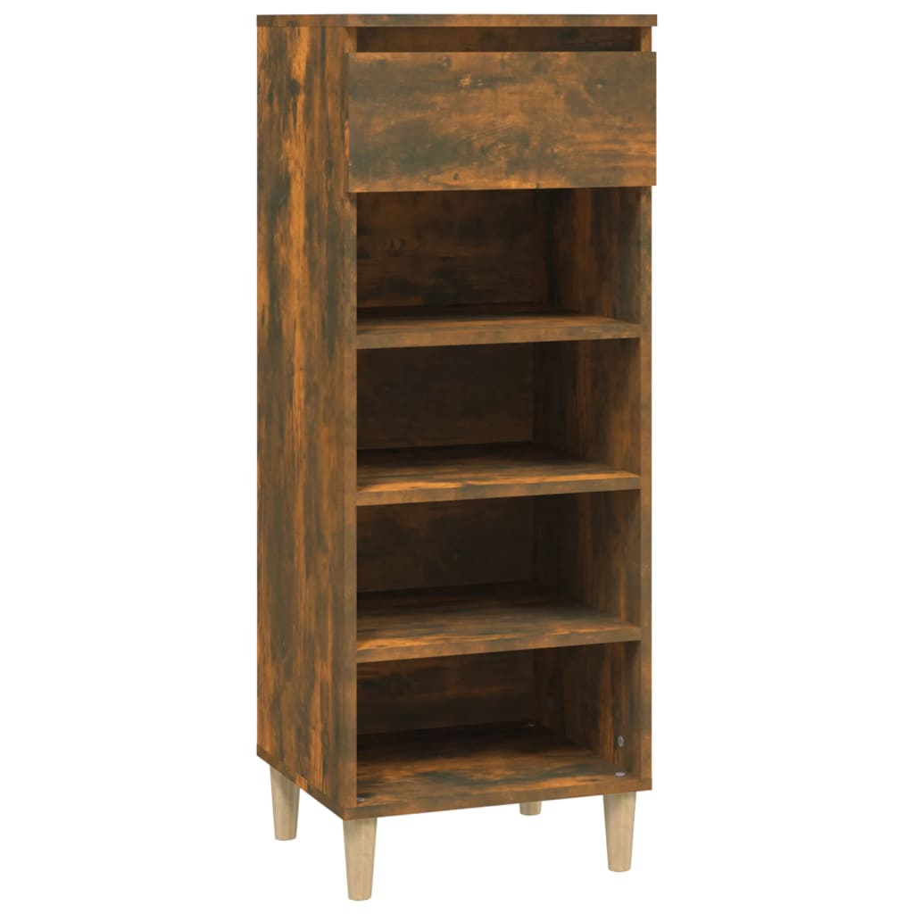 Armoire à chaussures vidaxl 40x36x105 cm de chêne fumé en bois travaillé coloré