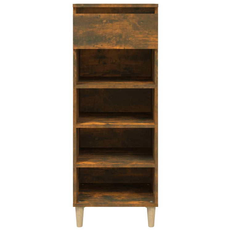 Armoire à chaussures vidaxl 40x36x105 cm de chêne fumé en bois travaillé coloré