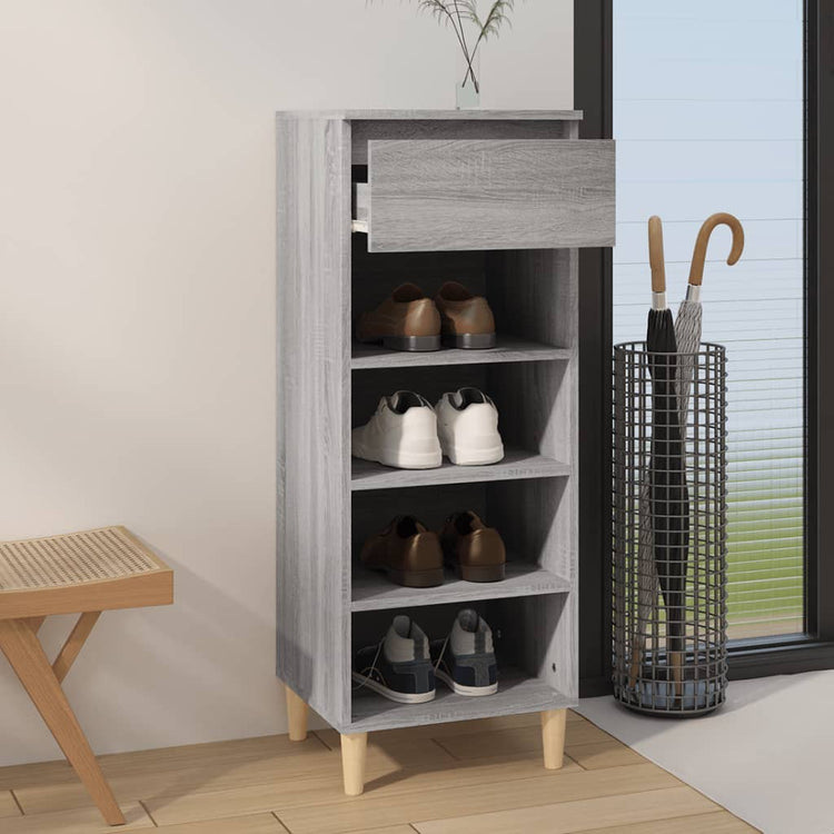 Armoire à chaussures Vidaxl 40x36x105 cm en bois de bois de gris sonoma