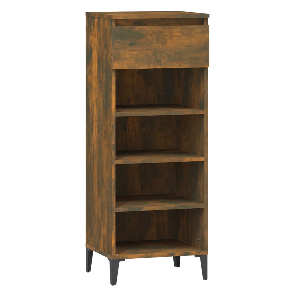 Rack de chaussures Vidaxl 40x36x105 cm Couleur de chêne fumé en bois transformé