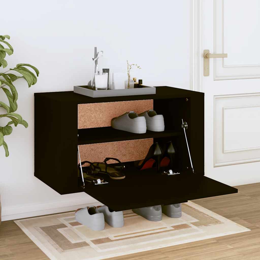 Armoire à chaussures murales vidaxl 70x35x38 cm en bois de bois propriété noir