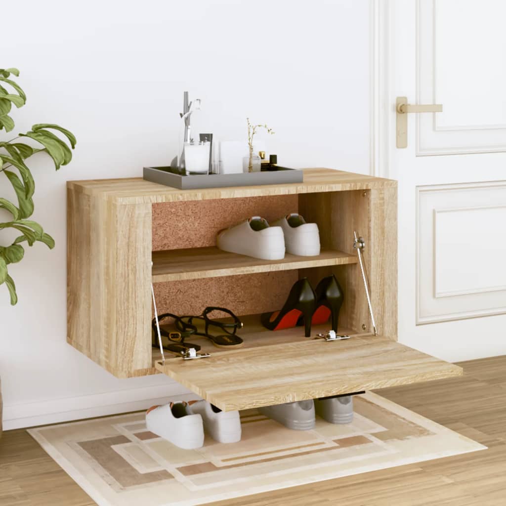 Vidaxl Wall Shoe Cabinet 70x35x38 cm Wood Wood Sonoma Oak