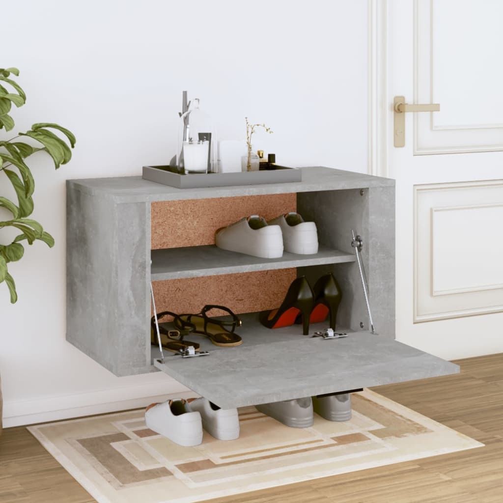 Vidaxl Wall Shoe Cabinet 70x35x38 cm Béton de béton en bois transformé