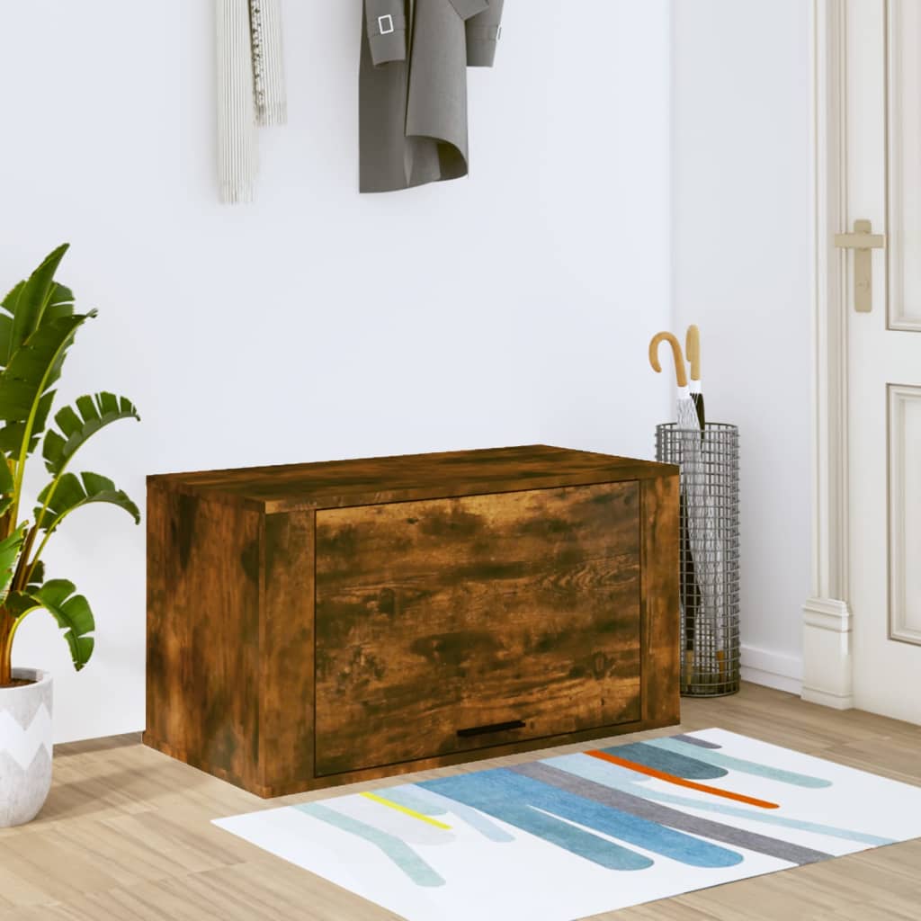 Armoire à chaussures murales vidaxl 70x35x38 cm en pin de pin massif en chêne fumé
