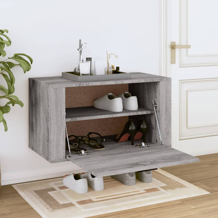 Armoire à chaussures murales vidaxl 70x35x38 cm en pin solide sonoma gris